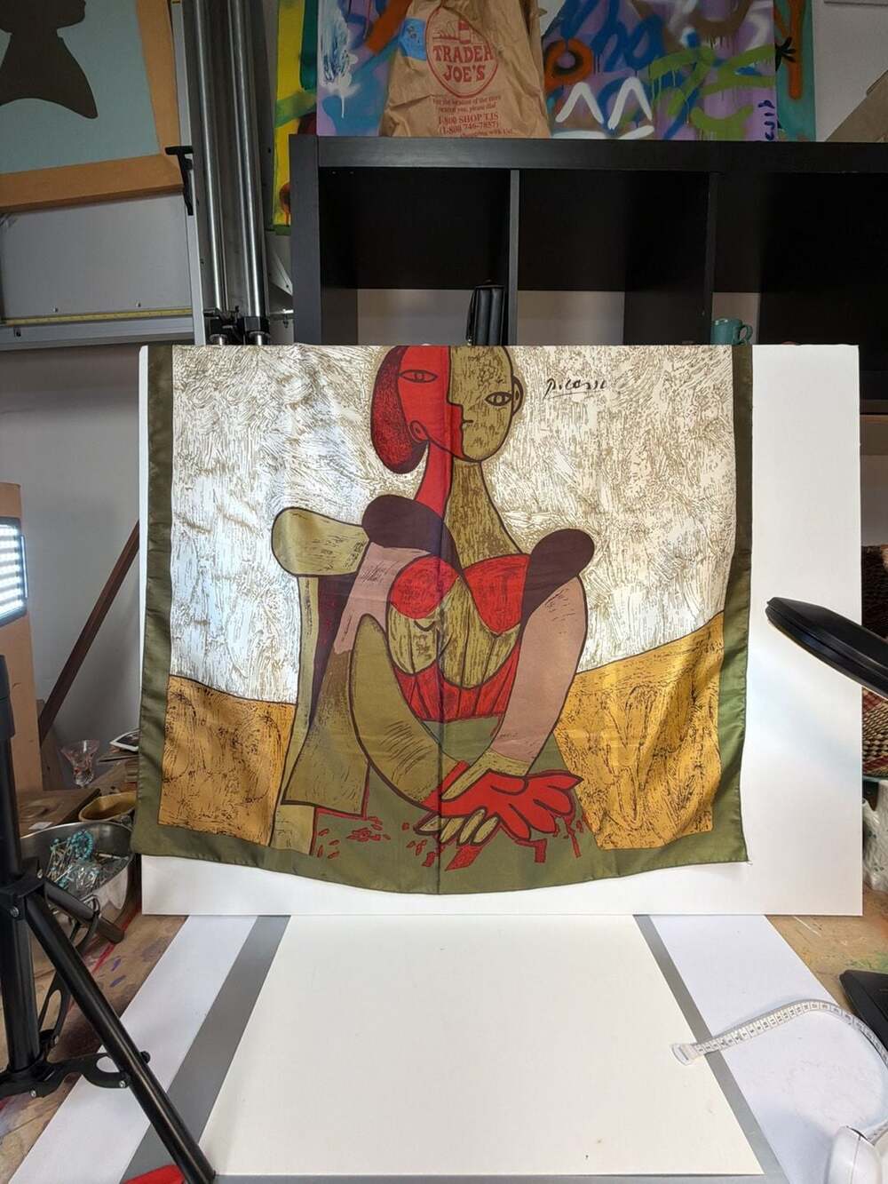 Vintage Pablo Picasso 'Femme Assise' Inspired Art‎ Silk Scarf